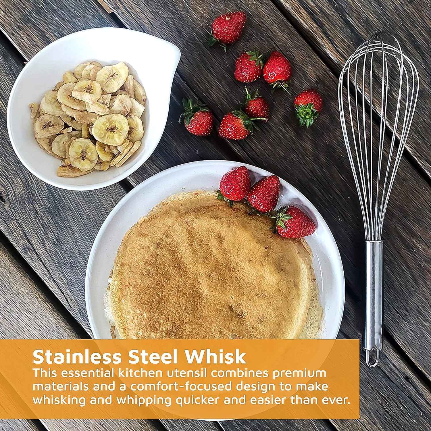 Large Stainless Steel Balloon Whisk Heavy-duty Kitchen Tool (30cm 1 Pc)