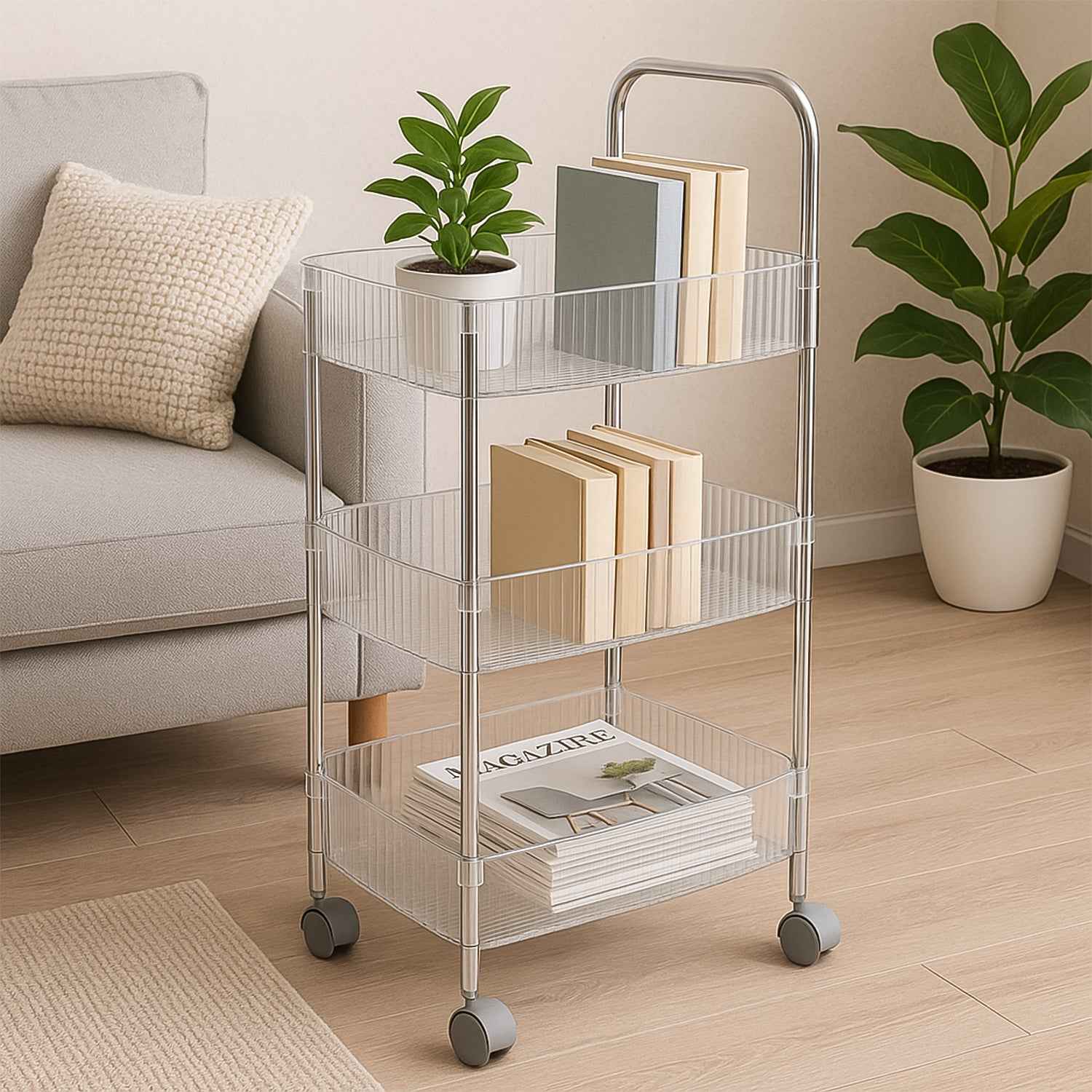 Apex Sapphire 3-layer Multipurpose Storage Trolley With Wheels