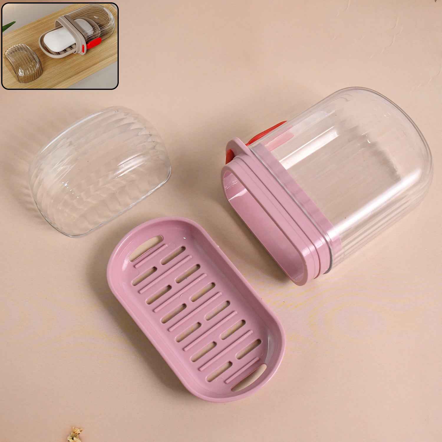 Multipurpose Plastic Soap Dish With Transparent Dust-proof Lid Sabudani (1 Pc)