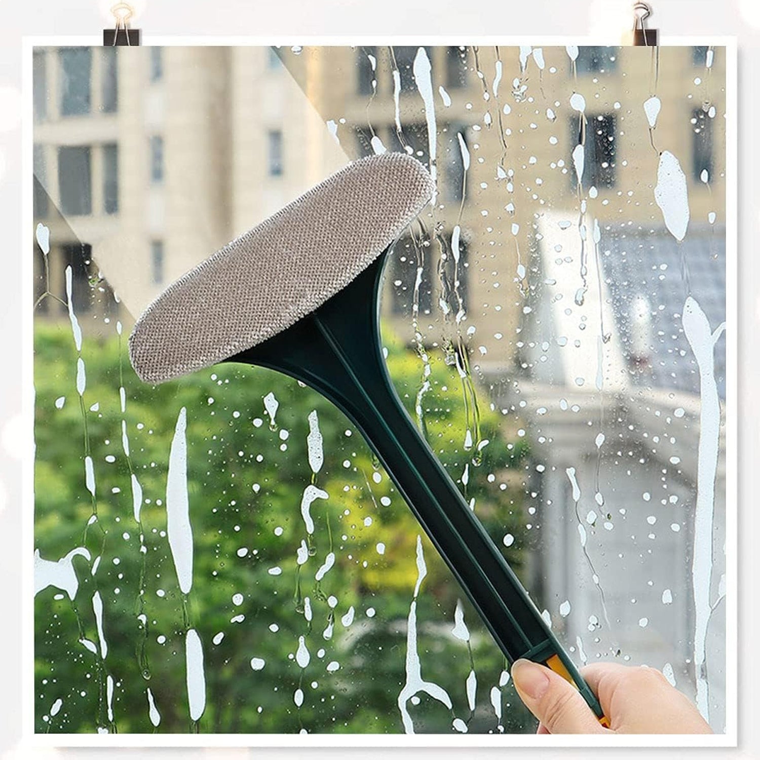 2-in-1 Mesh Cleaning Brush & Wiper with Extended Handle – Window Cleaner (1 Pc) Variety Bazaar
