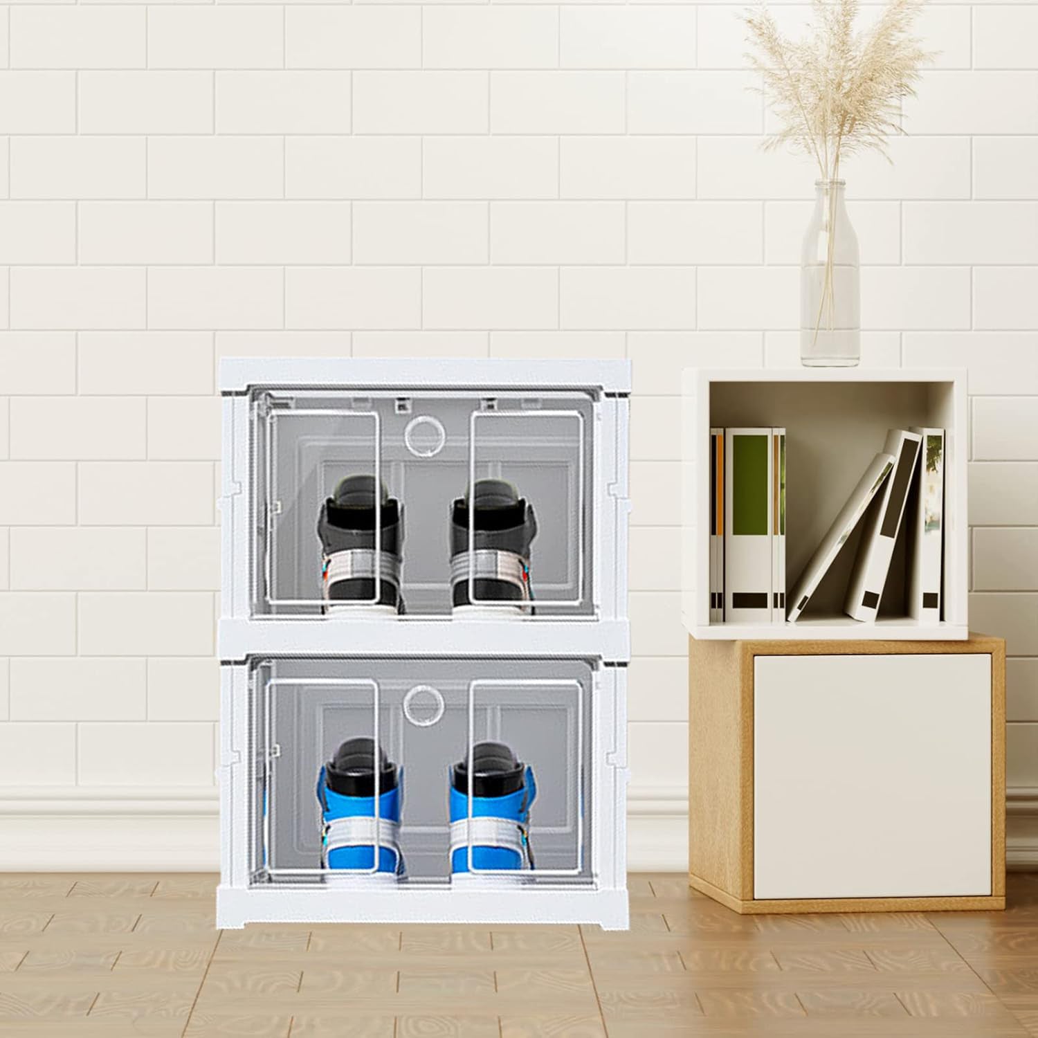 Stackable Multifunctional Storage, for Clothes Foldable Drawer Shelf Basket Utility Cart Rack Storage Organizer Cart for Kitchen, Pantry Closet, Bedroom, Bathroom, Laundry (2 / Layer 1 Pc) Variety Bazaar