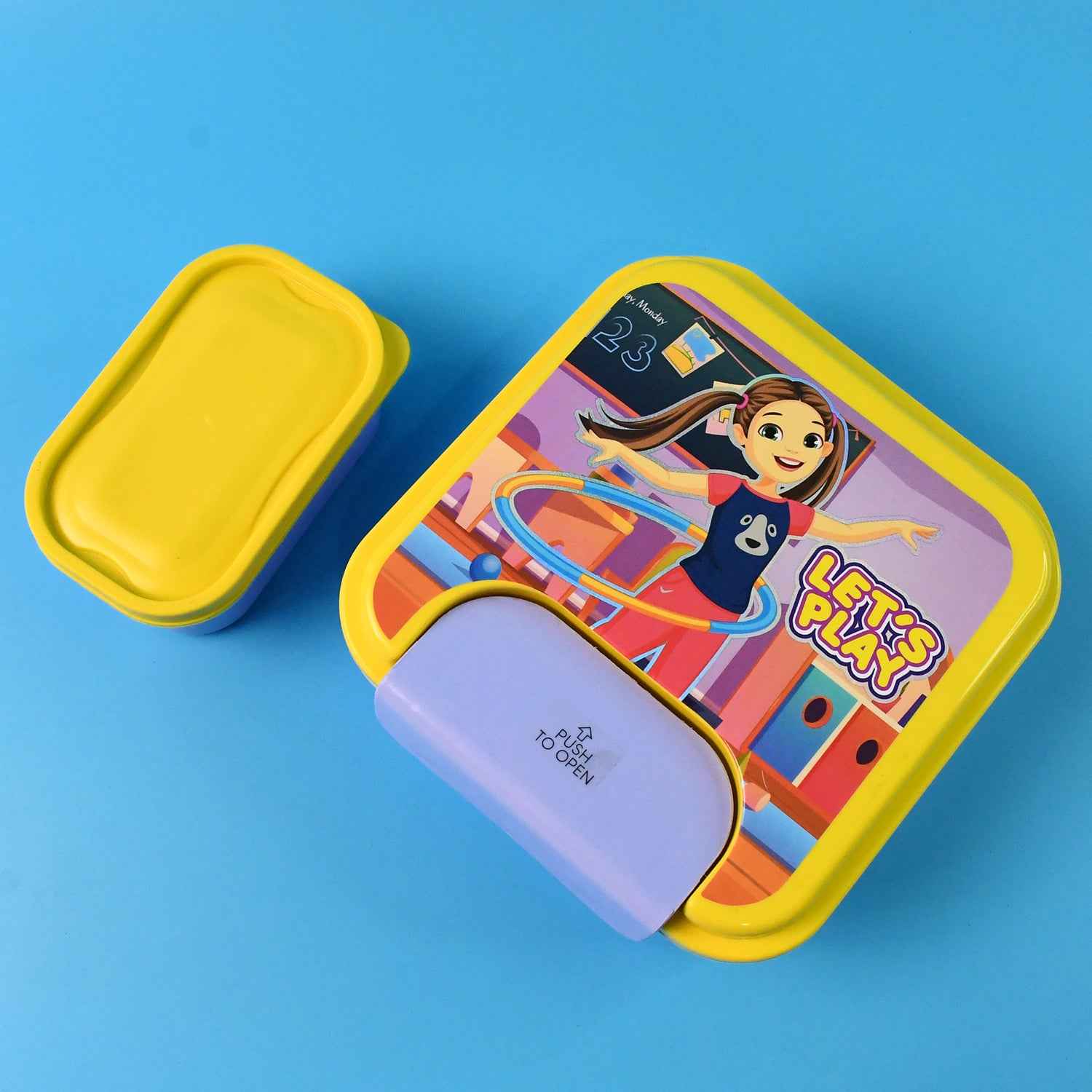 Kids Lunch Box Set With Small Inner Container Spoon Fork (1 Pc)