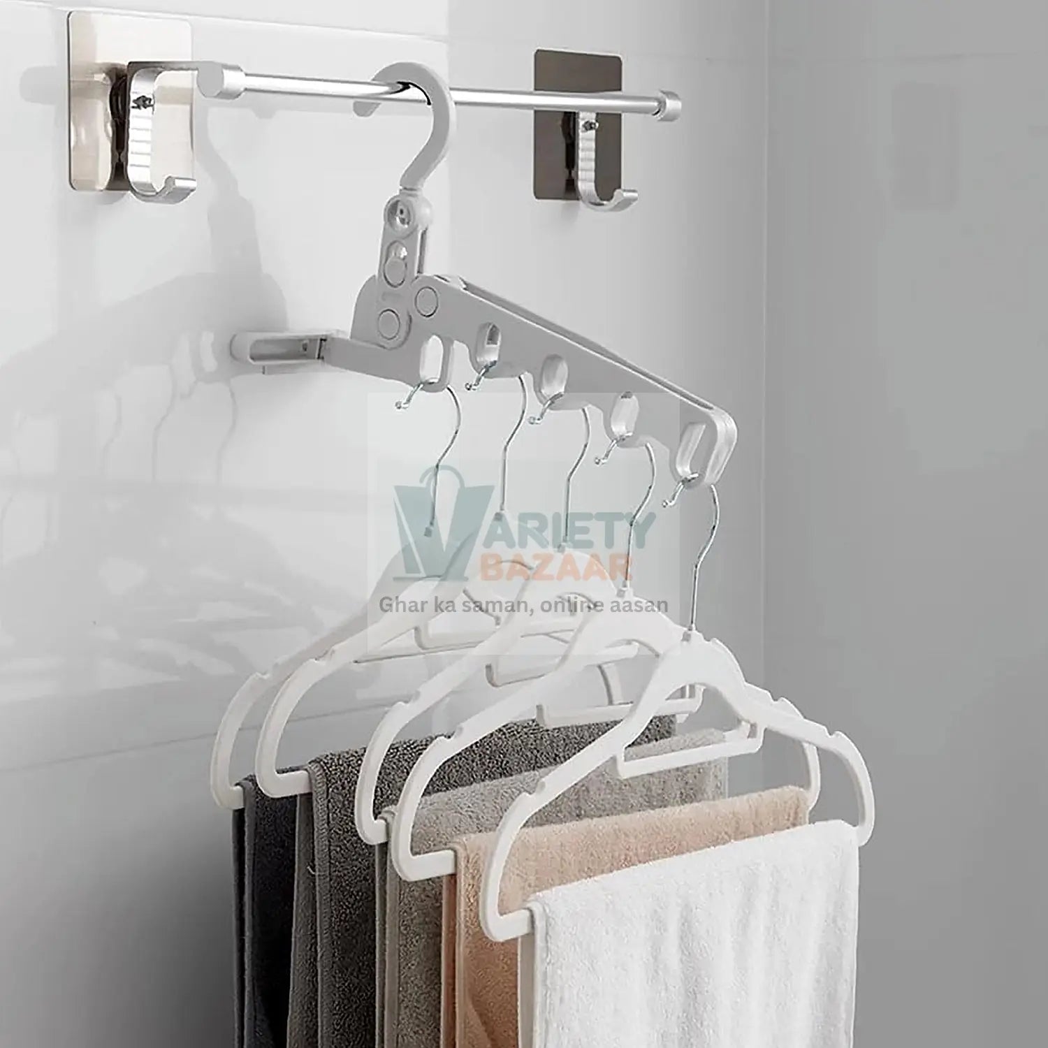5-Hole Foldable Clothes Hanger – Robust, Space-Saving Travel Rack Variety Bazaar