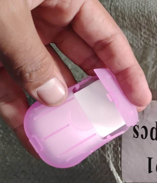 Portable Easy Carry Travel Paper Soap Sheet with Mini Box (20 Sheets in a Pack Approx / Mix Color) travel sahayak