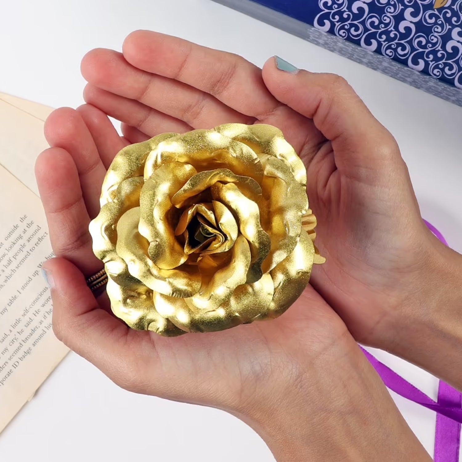 Luxury Decorative Gold Plated Artificial Golden Rose with Premium Box Variety Bazaar