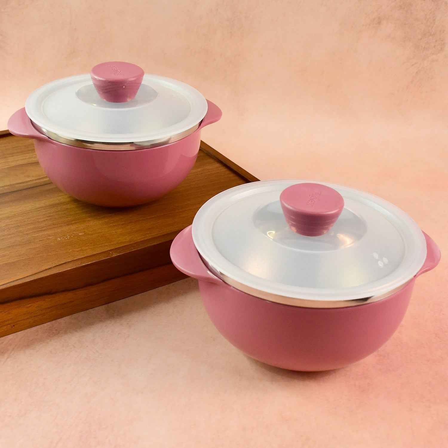 Apex Premium Plastic Serving Bowl Set With Lids (2 Pc)