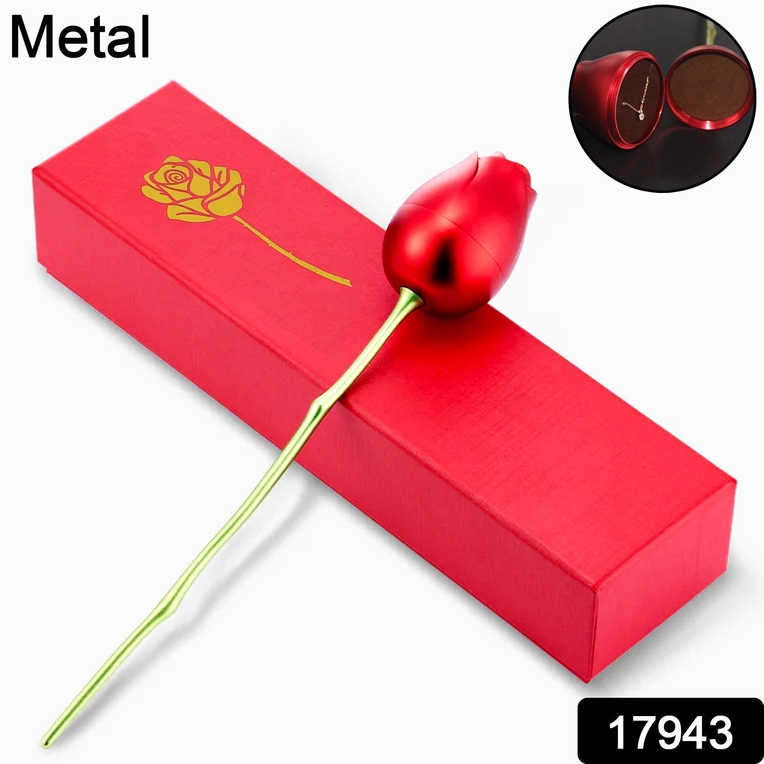 Metal Red Rose Couple Jewelry Box-Fancy Jewelry Box (1 Pc) Variety Bazaar