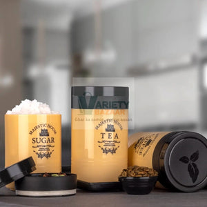 5766 Accurate Seal Tea Sugar Coffee Container - 3 Pcs Plastic Damru Shaped Tea, Coffee, Sugar Canisters Jar, New Airtight Food Seal Containers for Salt, Dry Fruit, Grocery Multicolor (3 Pcs Set) Travel Sahayak