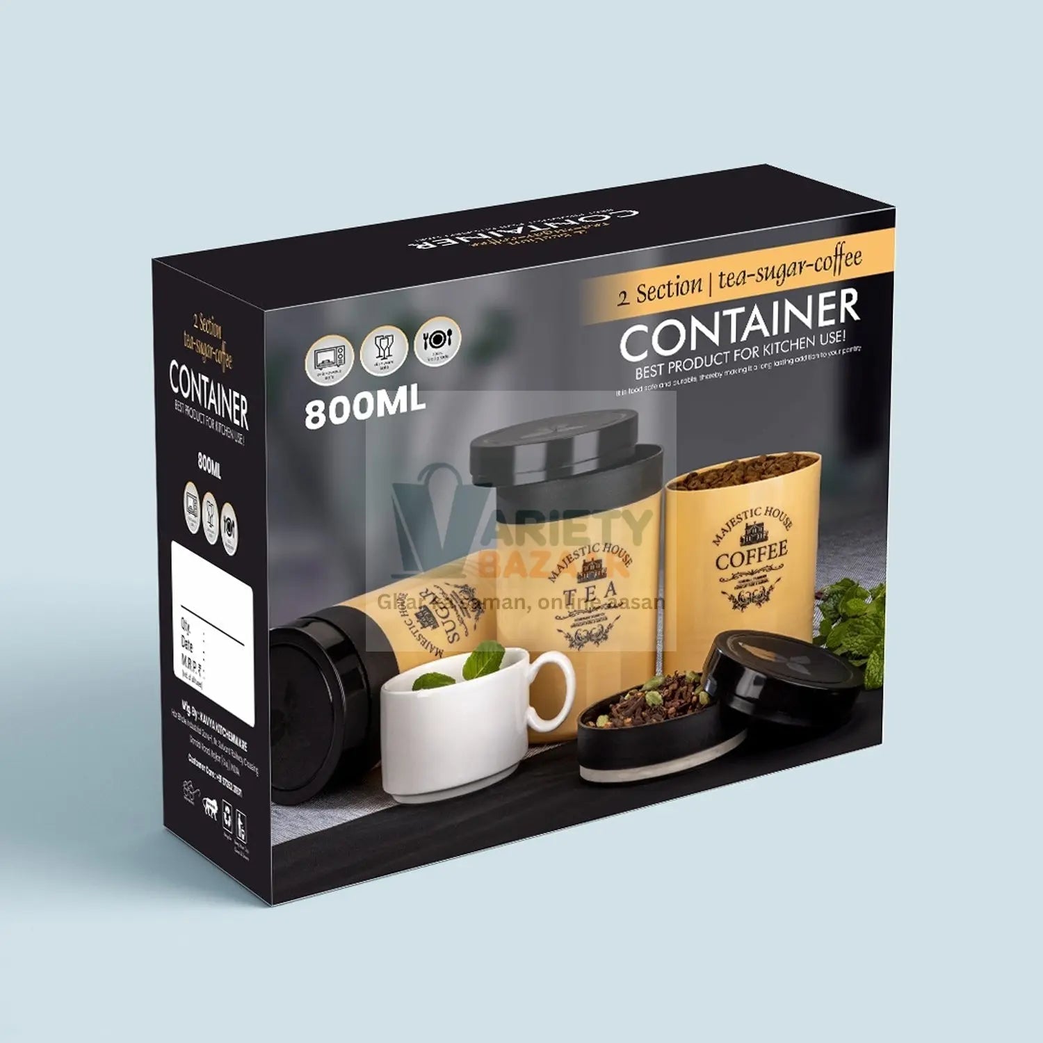 5766 Accurate Seal Tea Sugar Coffee Container - 3 Pcs Plastic Damru Shaped Tea, Coffee, Sugar Canisters Jar, New Airtight Food Seal Containers for Salt, Dry Fruit, Grocery Multicolor (3 Pcs Set) Travel Sahayak