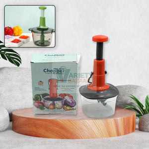 5790 Manual Press Fruit & Vegetable Chopper, with 3 Stainless Steel Blades, Anti-Slip Base, and Locking System, Cutting Chopper For Kitchen (650 ML) Travel Sahayak