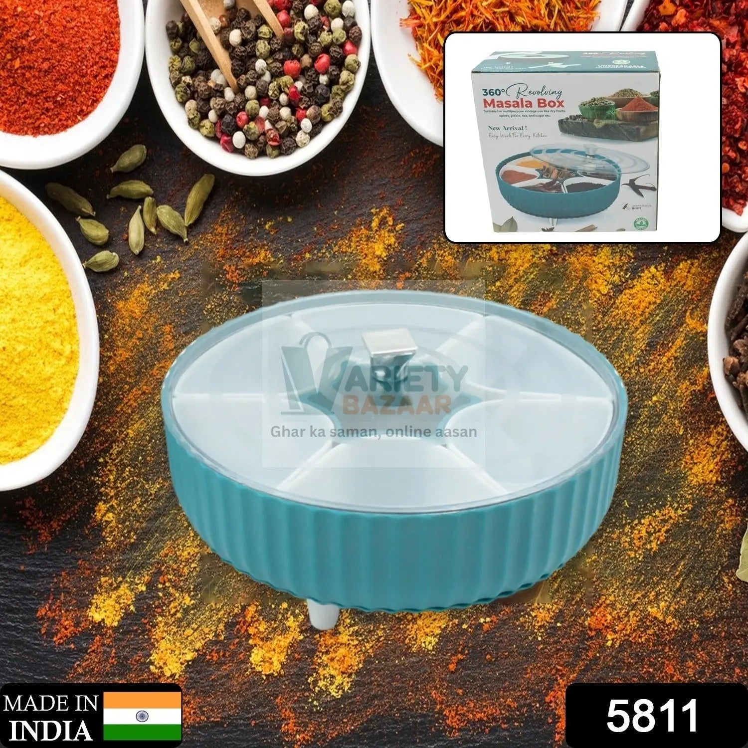 5811 360° Revolving Spice Box & Dry Fruit Box - Perfect for Kitchen Storage Travel Sahayak