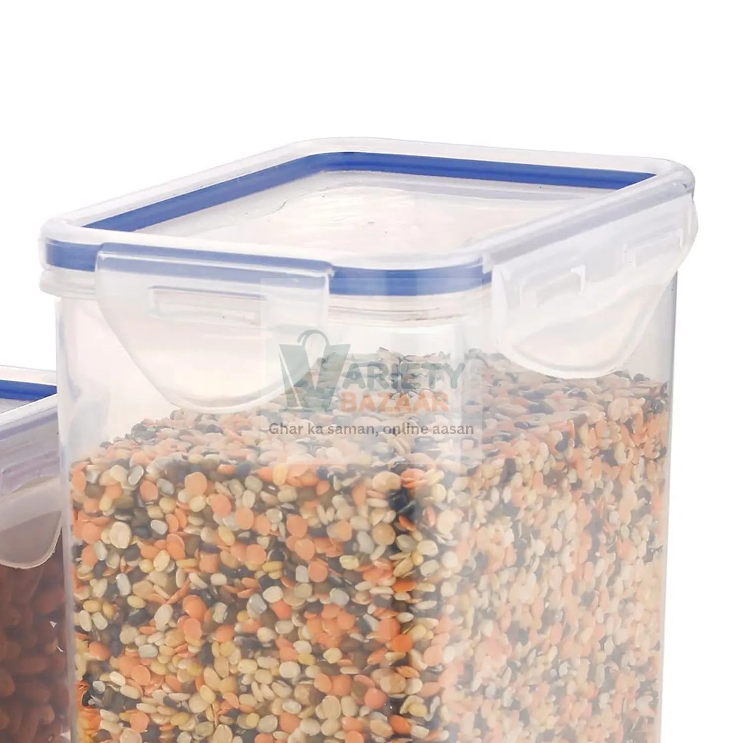 5827 Rectangle ABS Airtight Food Storage Containers with Leak Proof Locking Lid Storage container set of 3 Pc (Approx Capacity 500ml,1000ml,1500ml, Transparent) Travel Sahayak