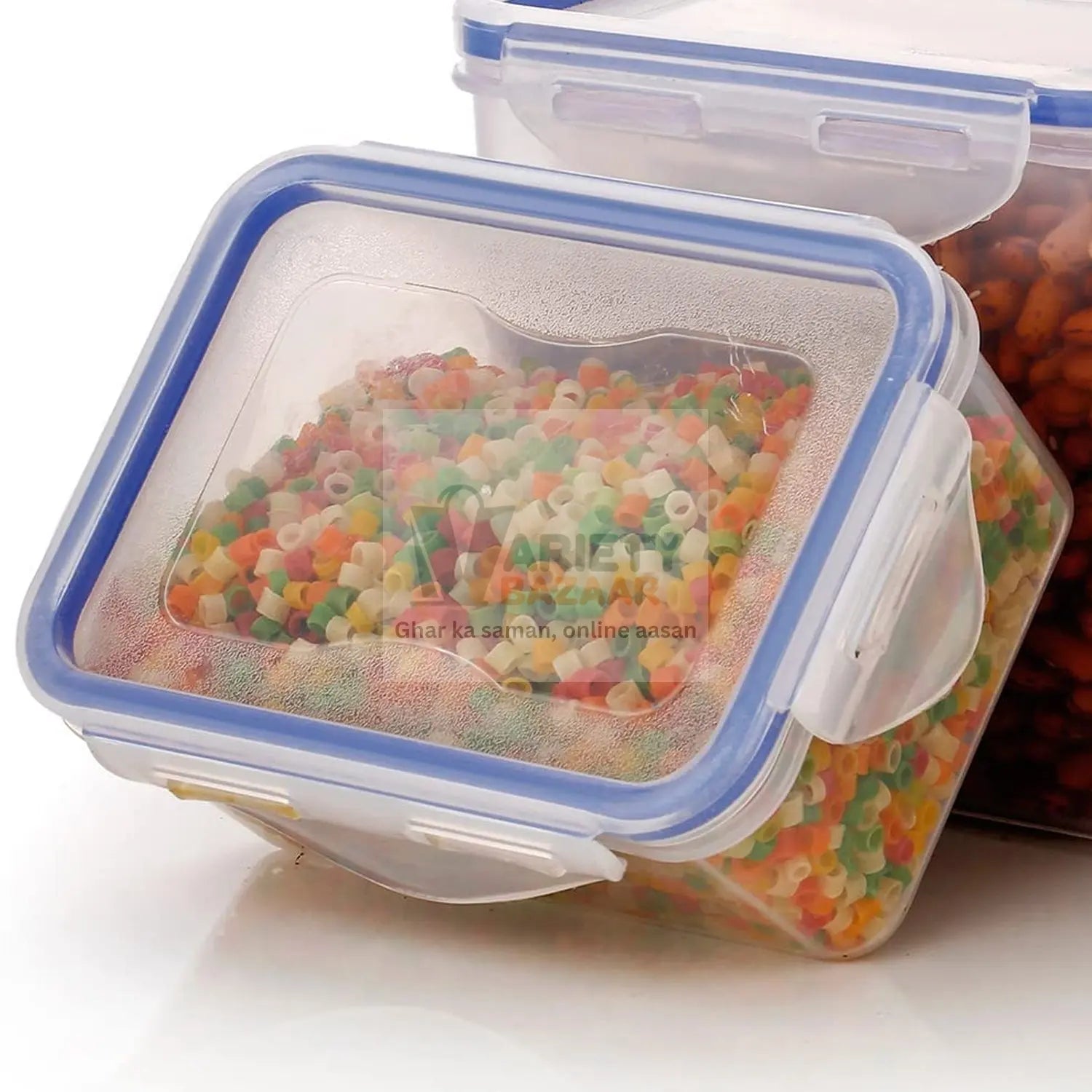 5827 Rectangle ABS Airtight Food Storage Containers with Leak Proof Locking Lid Storage container set of 3 Pc (Approx Capacity 500ml,1000ml,1500ml, Transparent) Travel Sahayak