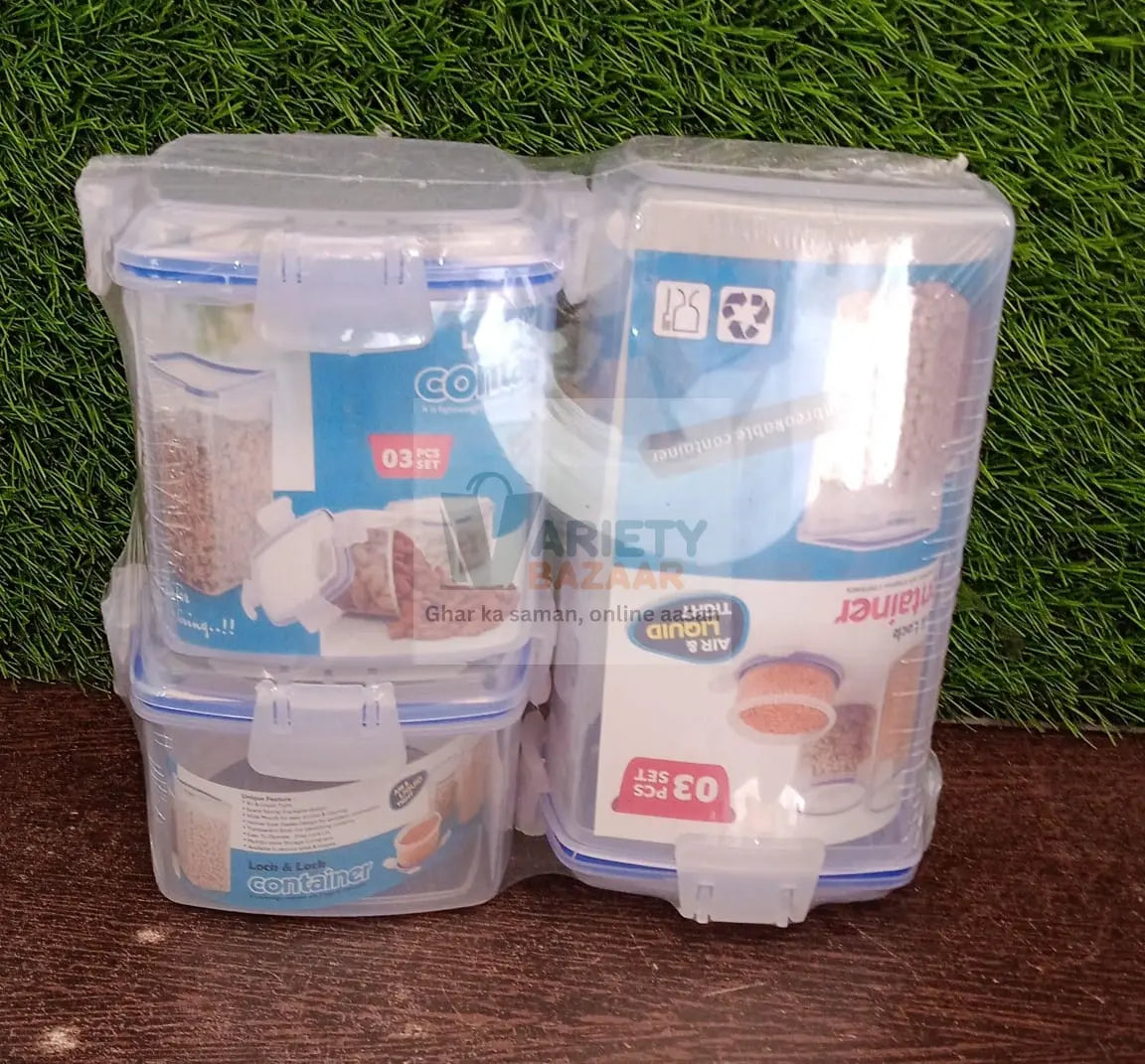 5827 Rectangle ABS Airtight Food Storage Containers with Leak Proof Locking Lid Storage container set of 3 Pc (Approx Capacity 500ml,1000ml,1500ml, Transparent) Travel Sahayak