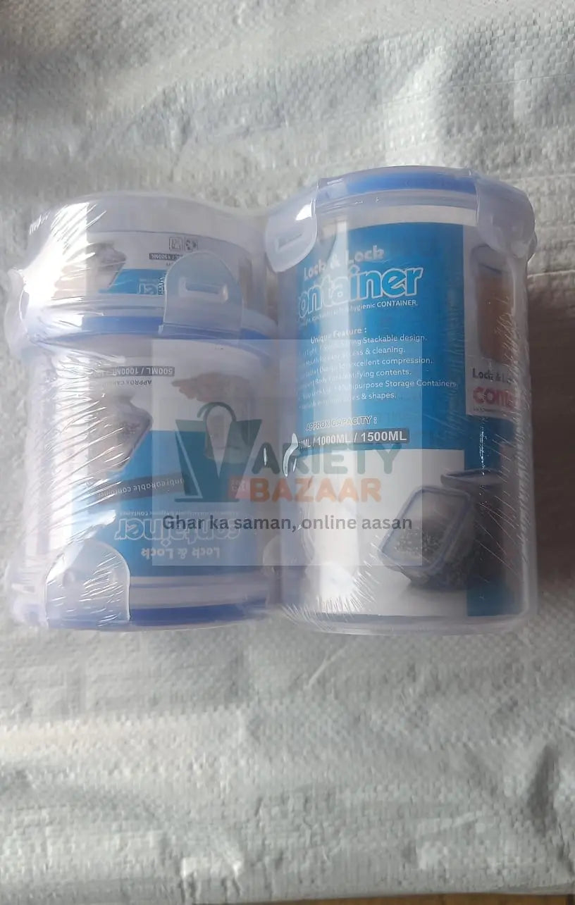 5828 Round Plastic Airtight Food Storage Containers with Leak Proof Locking Lid Storage container set of 3( Approx Capacity 500ml,1000ml,1500ml, Transparent) - 3 Pc Set Travel Sahayak