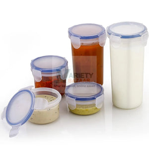 5830 Plastic Liquid Round Airtight Food Storage Container with Leak Proof Locking Lid BPA Free Container for Kitchen, 5 Pcs Set Transparent, ( Approx Capacity 110 ml,160 ml,210 ml,400 ml,500 ml) Travel Sahayak