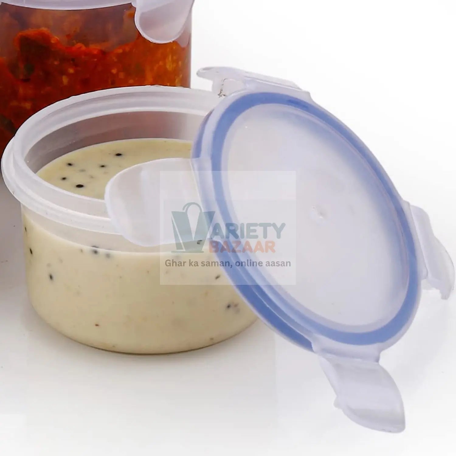 5830 Plastic Liquid Round Airtight Food Storage Container with Leak Proof Locking Lid BPA Free Container for Kitchen, 5 Pcs Set Transparent, ( Approx Capacity 110 ml,160 ml,210 ml,400 ml,500 ml) Travel Sahayak