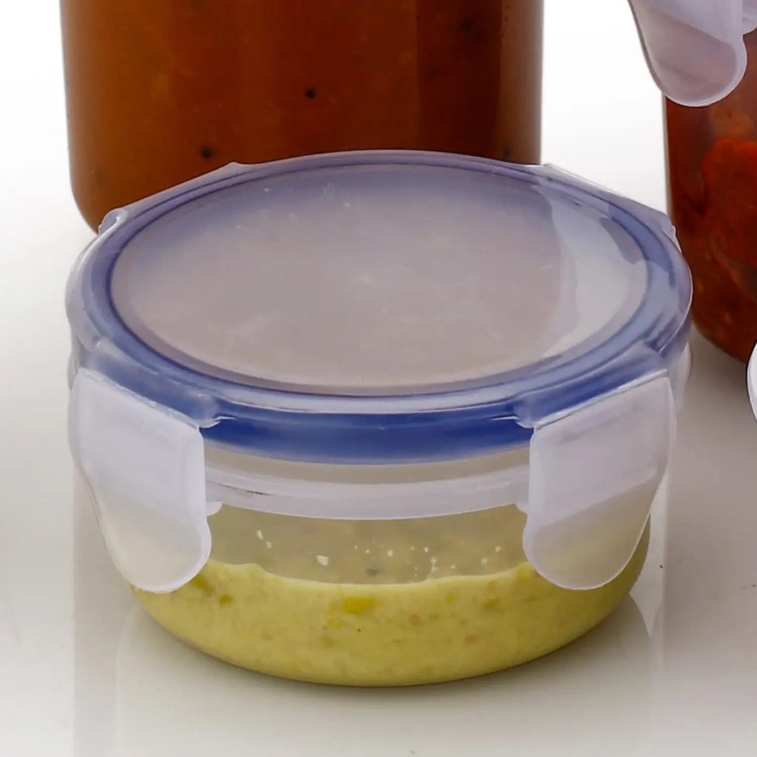 5830 Plastic Liquid Round Airtight Food Storage Container with Leak Proof Locking Lid BPA Free Container for Kitchen, 5 Pcs Set Transparent, ( Approx Capacity 110 ml,160 ml,210 ml,400 ml,500 ml) Travel Sahayak