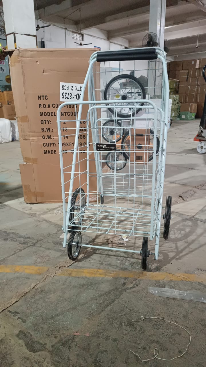 Foldable Shopping Trolley with Wheels ( MOQ :- 2 Pc) Variety Bazaar