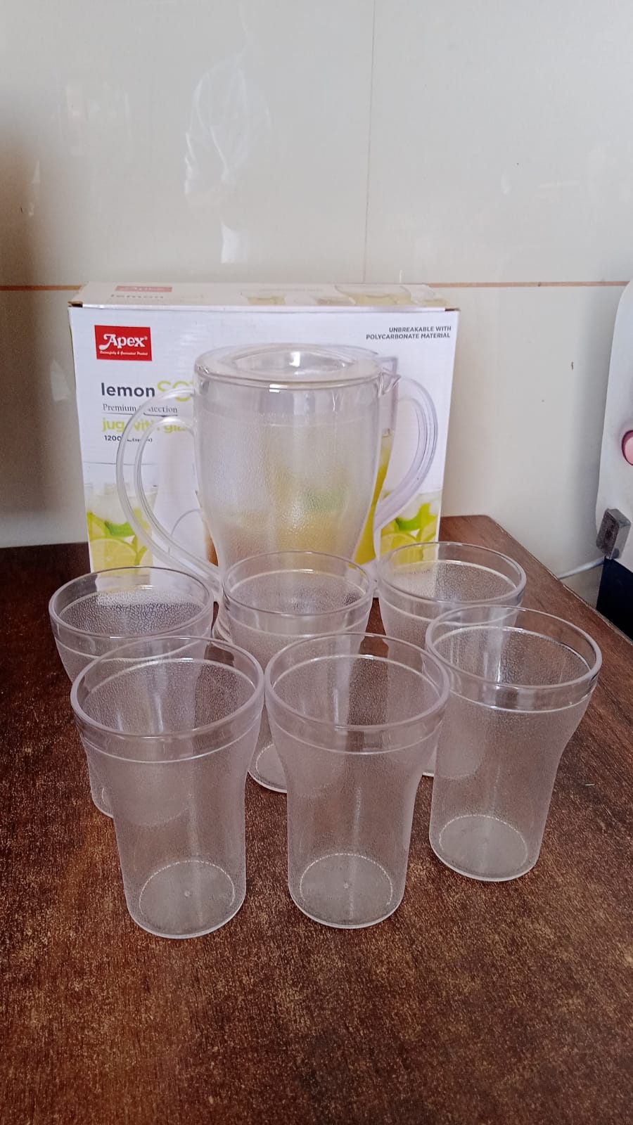 Apex Unbreakable Lemon Jug Set with 6 Glasses – 1200ML Jug + 300ML Glasses Approx Variety Bazaar
