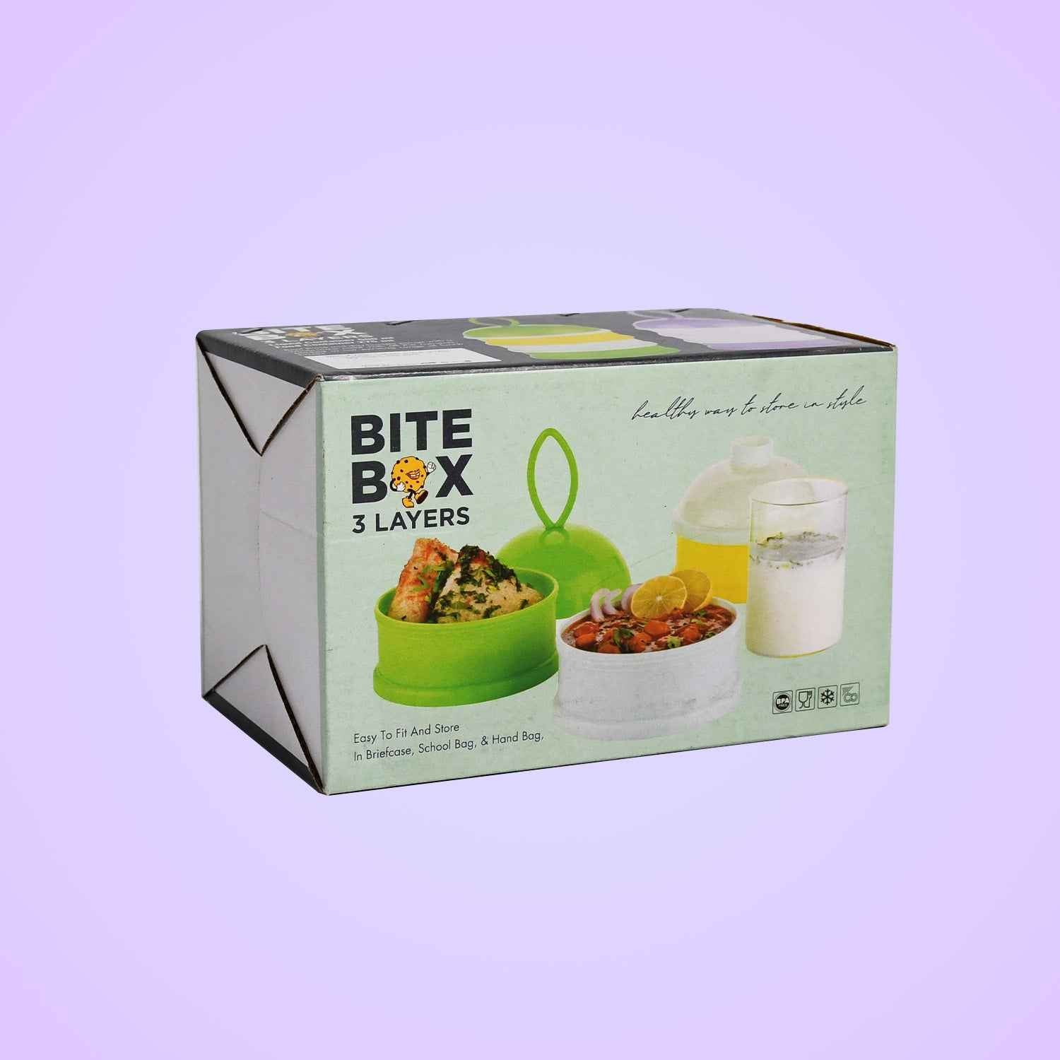 5924a 3 Layer Lunch Box Unique Design Bite Lunch Box With Liquid Food Container Lunch Box (Green)