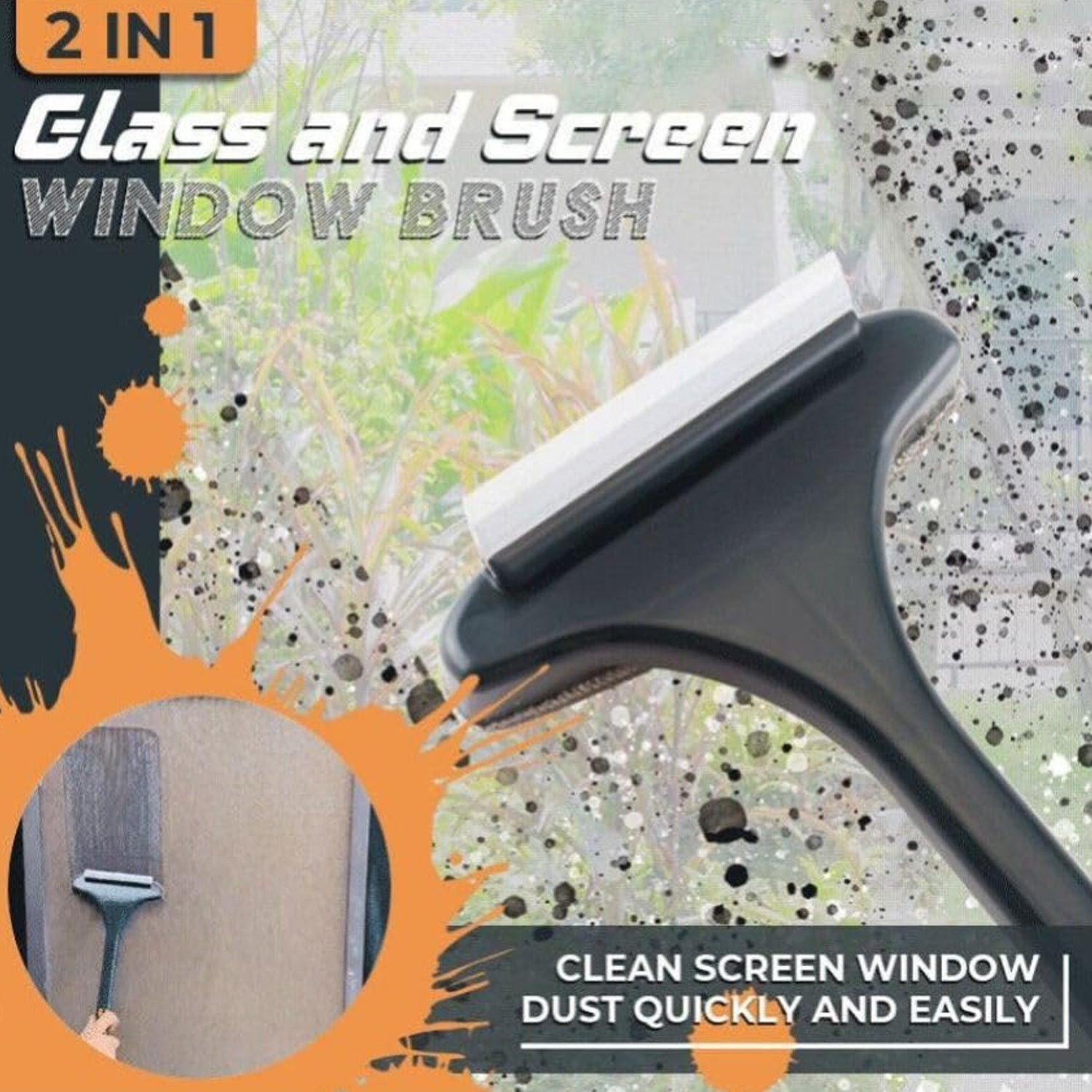 2-in-1 Mesh Cleaning Brush & Wiper with Extended Handle – Window Cleaner (1 Pc) Variety Bazaar
