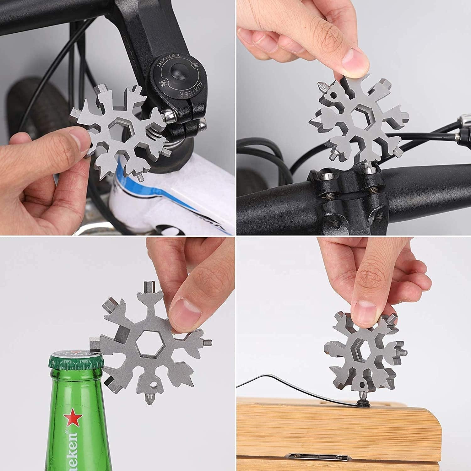 Durable & Portable 18 in 1 Snowflake Multi-Tool, Snowflake Bottle Opener Flat Phillips Screwdriver Kit Wrench Variety Bazaar