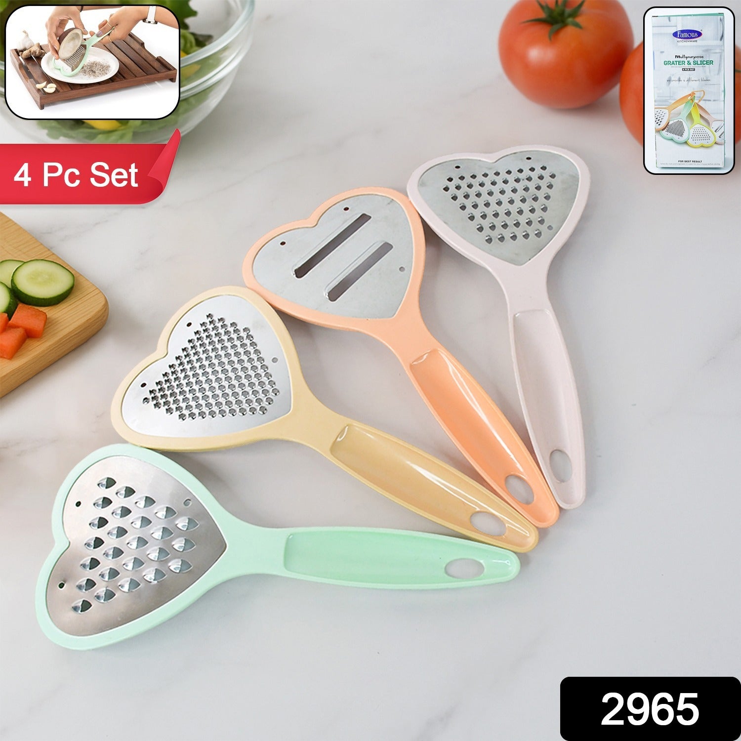 Heart Grater Set and Heart Grater Slicer Used Widely for Grating and Slicing of Fruits, Vegetables, Cheese Etc. Including All Kitchen Purposes. Variety Bazaar