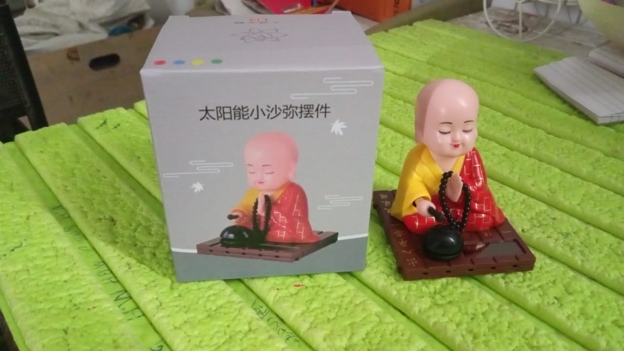 Solar Powered Sitting Buddha Statue, Moving Head and Hand (1 Pc / Medium) Variety Bazaar