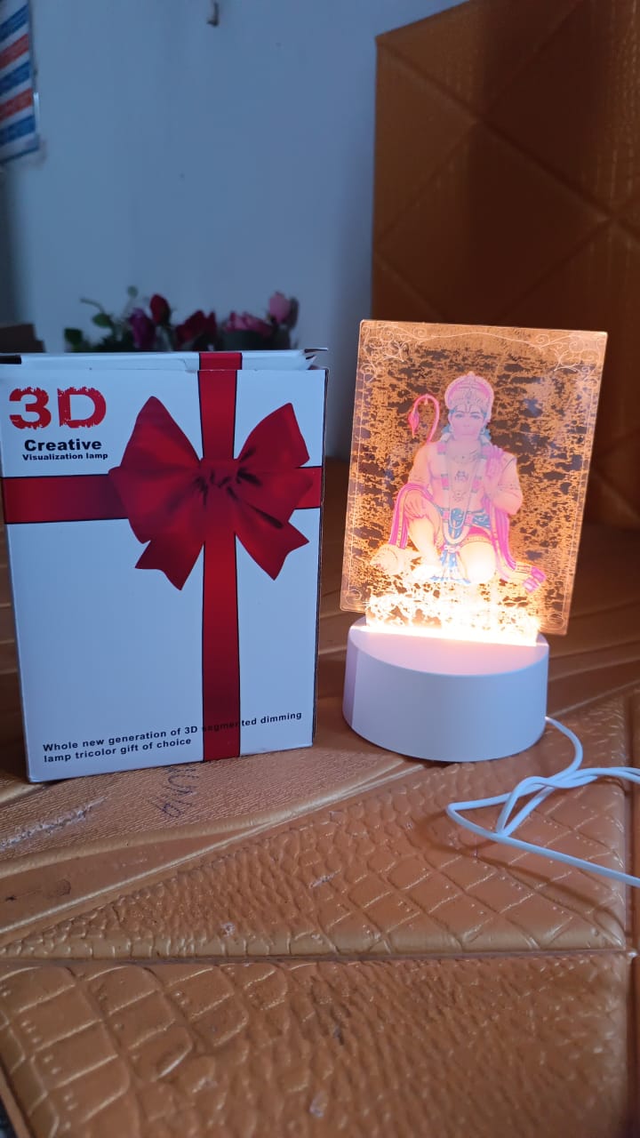 Beautiful 3D Lord Hanuman Frame with soft white light (1 Pc) Variety Bazaar