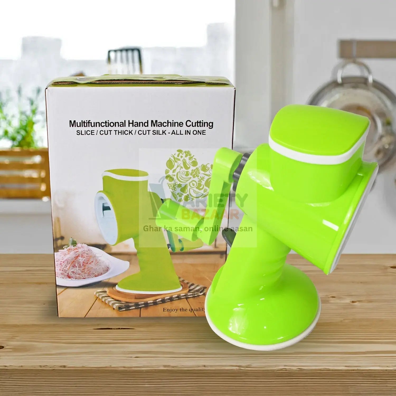 6 in 1 Multi functional Vegetable Cutter & Slicer Hand Machine Cutting, Slice, Cut Thick, Cut Silk All in one –Vegetable Chopper Cutter & Slicing Cutter Barrel - Vegetable Grater with 6 Removable Blades Variety Bazaar