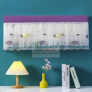 6082 Ac Cover Air Conditioning Dust Cover Folding Designer Ac Cover For Indoor Split Cover Washable Foldable Dustproof Cover ( approx 1 Ton / Mix Design / 1 Pc) (ac curtain) Travel Sahayak