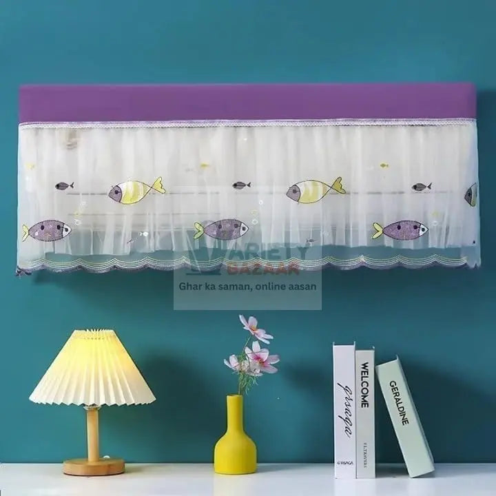 6082 Ac Cover Air Conditioning Dust Cover Folding Designer Ac Cover For Indoor Split Cover Washable Foldable Dustproof Cover ( approx 1 Ton / Mix Design / 1 Pc) (ac curtain) Travel Sahayak