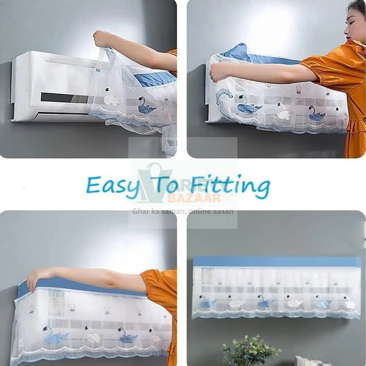 6082 Ac Cover Air Conditioning Dust Cover Folding Designer Ac Cover For Indoor Split Cover Washable Foldable Dustproof Cover ( approx 1 Ton / Mix Design / 1 Pc) (ac curtain) Travel Sahayak
