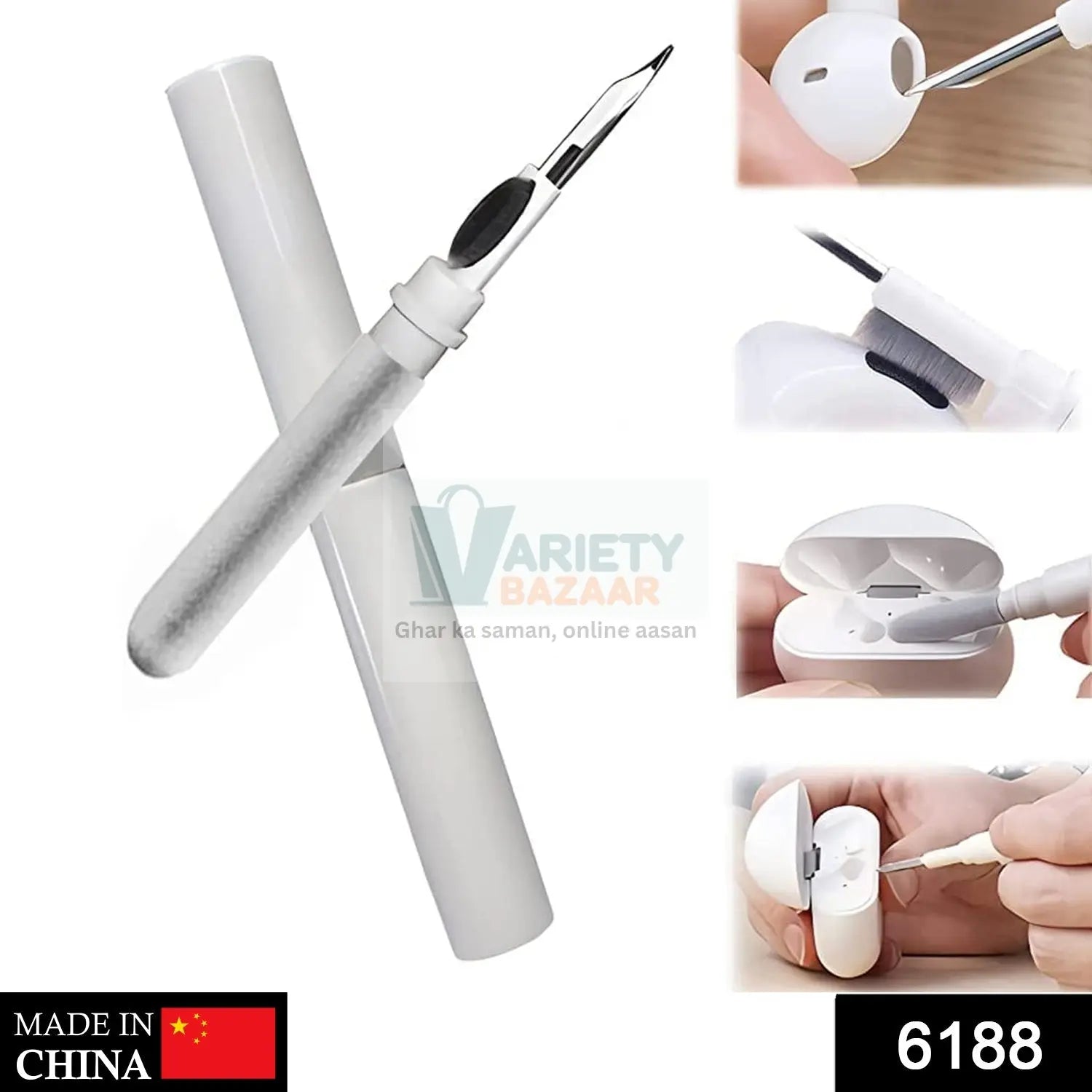 6188 3 In 1 Earbuds Cleaning Pen For Cleaning Of Ear Buds And Ear Phones Easily Without Having Any Damage. Travel Sahayak