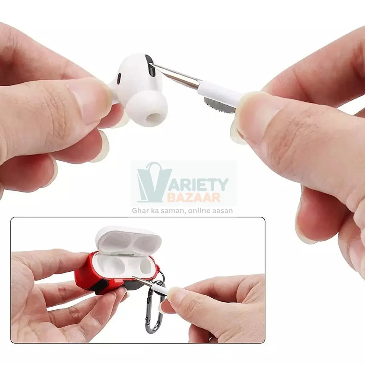 6188 3 In 1 Earbuds Cleaning Pen For Cleaning Of Ear Buds And Ear Phones Easily Without Having Any Damage. Travel Sahayak