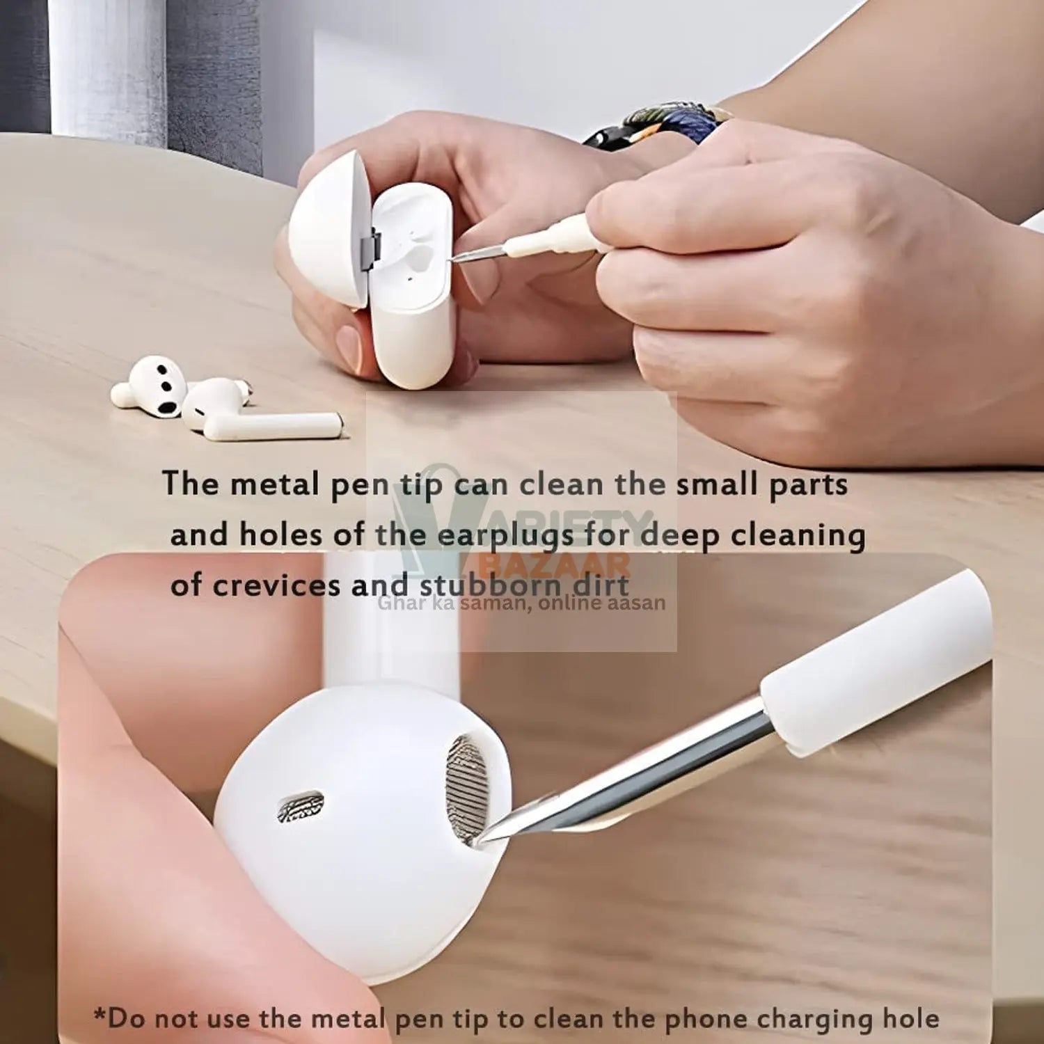 6188 3 In 1 Earbuds Cleaning Pen For Cleaning Of Ear Buds And Ear Phones Easily Without Having Any Damage. Travel Sahayak
