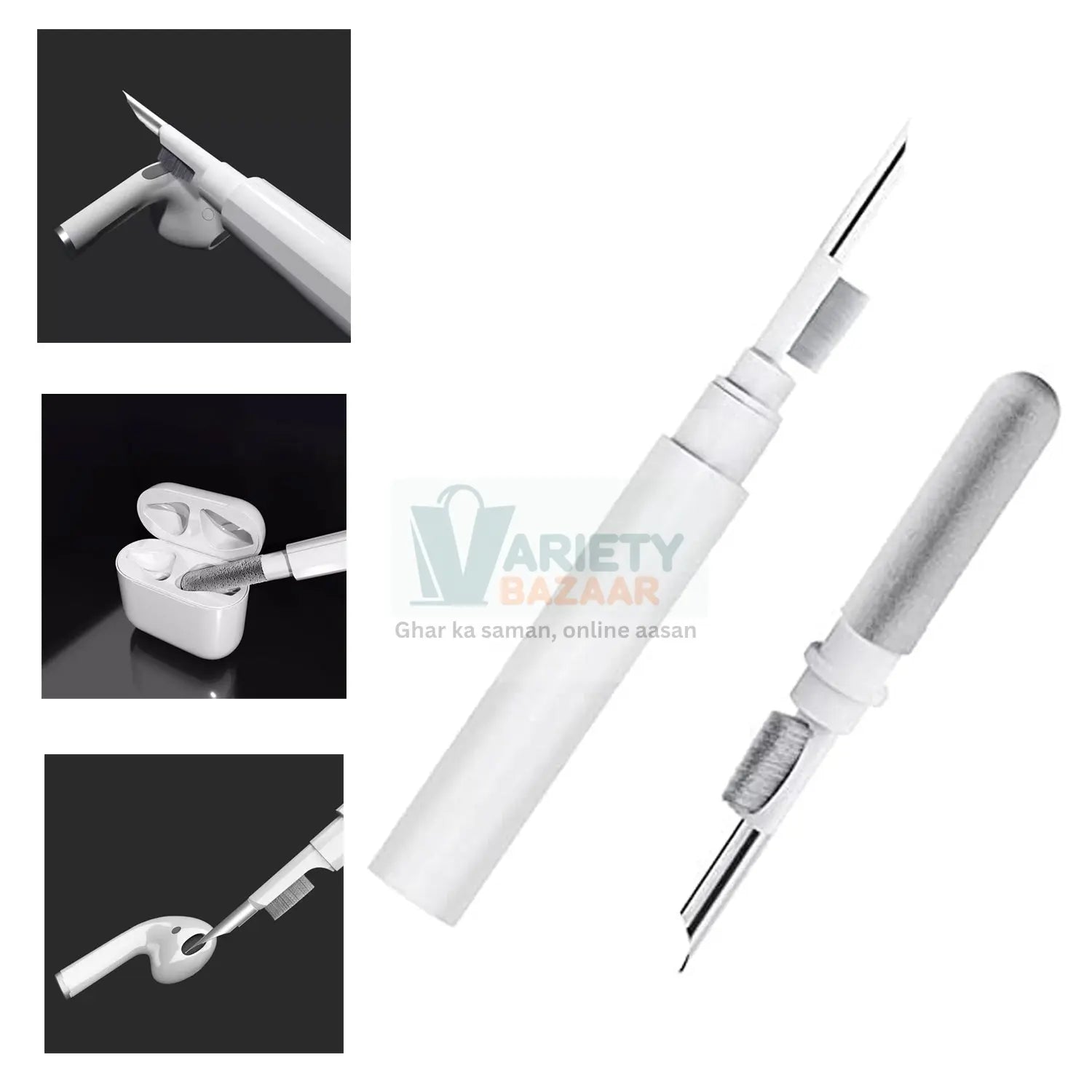 6188 3 In 1 Earbuds Cleaning Pen For Cleaning Of Ear Buds And Ear Phones Easily Without Having Any Damage. Travel Sahayak