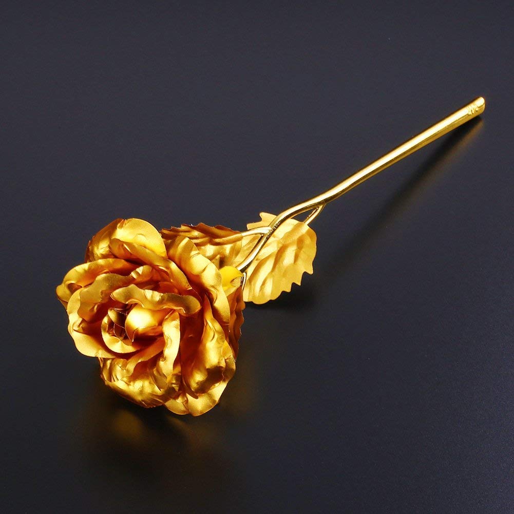 Luxury Decorative Gold Plated Artificial Golden Rose with Premium Box Variety Bazaar