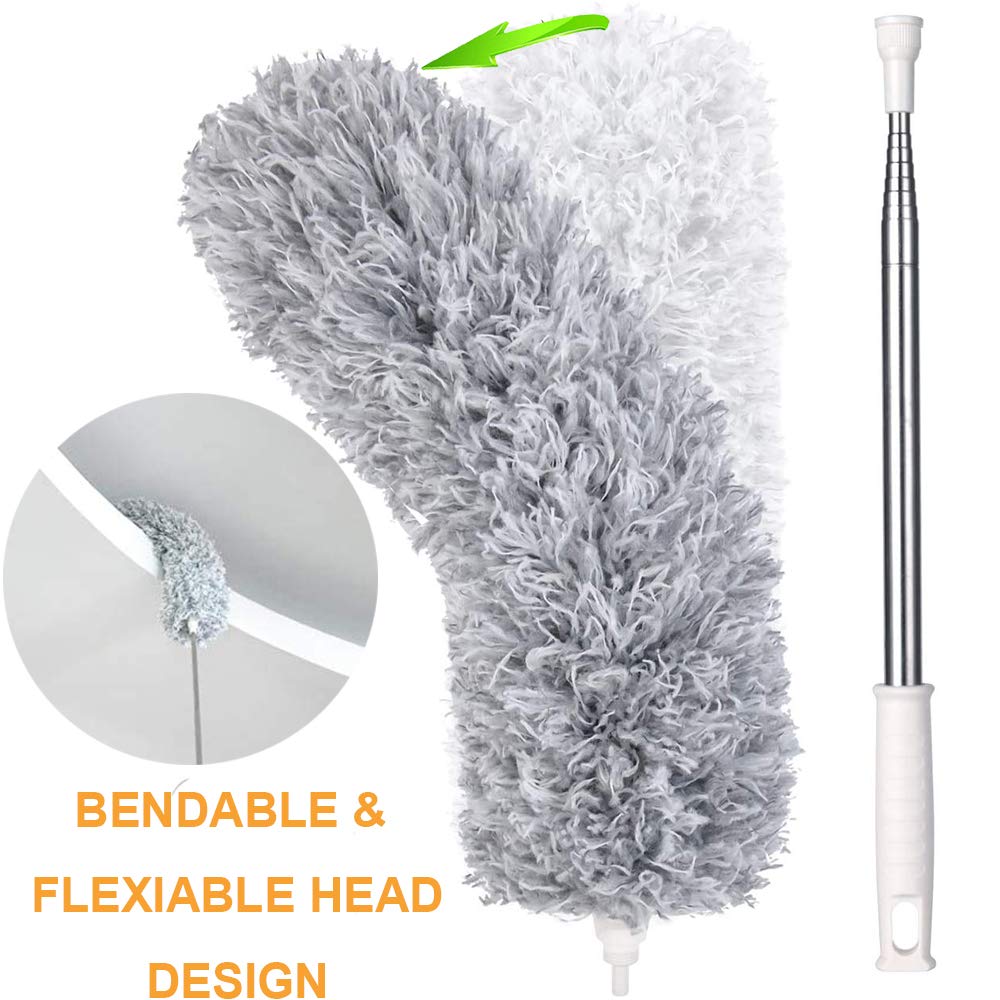 1279 Microfiber Dusters for Cleaning, Telescoping Feather Duster with 100 inches Extendable Handle Pole, Dusting Cleaning Tools for Cleaning High Ceiling, Ceiling Fan, Blinds, Cobwebs, Furniture, Cars Travel Sahayak