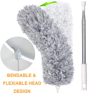 1279 Microfiber Dusters for Cleaning, Telescoping Feather Duster with 100 inches Extendable Handle Pole, Dusting Cleaning Tools for Cleaning High Ceiling, Ceiling Fan, Blinds, Cobwebs, Furniture, Cars Travel Sahayak