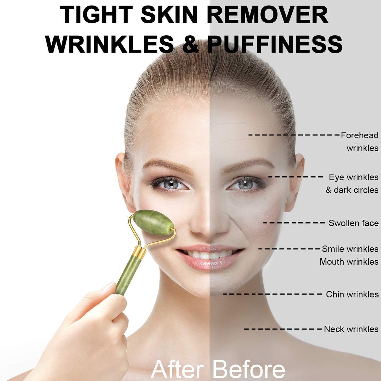 Jade Roller & Gua Sha Set – Natural Face Massager for Anti-Aging, Glowing Skin & Face Shaping (1 Pc) Variety Bazaar