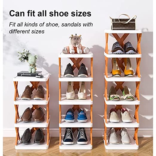 4 LAYER SHOES STAND, SHOE TOWER RACK SUIT FOR SMALL SPACES, CLOSET, SMALL ENTRYWAY, EASY ASSEMBLY AND STABLE IN STRUCTURE, CORNER STORAGE CABINET FOR SAVING SPACE Variety Bazaar
