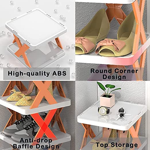 4 LAYER SHOES STAND, SHOE TOWER RACK SUIT FOR SMALL SPACES, CLOSET, SMALL ENTRYWAY, EASY ASSEMBLY AND STABLE IN STRUCTURE, CORNER STORAGE CABINET FOR SAVING SPACE Variety Bazaar