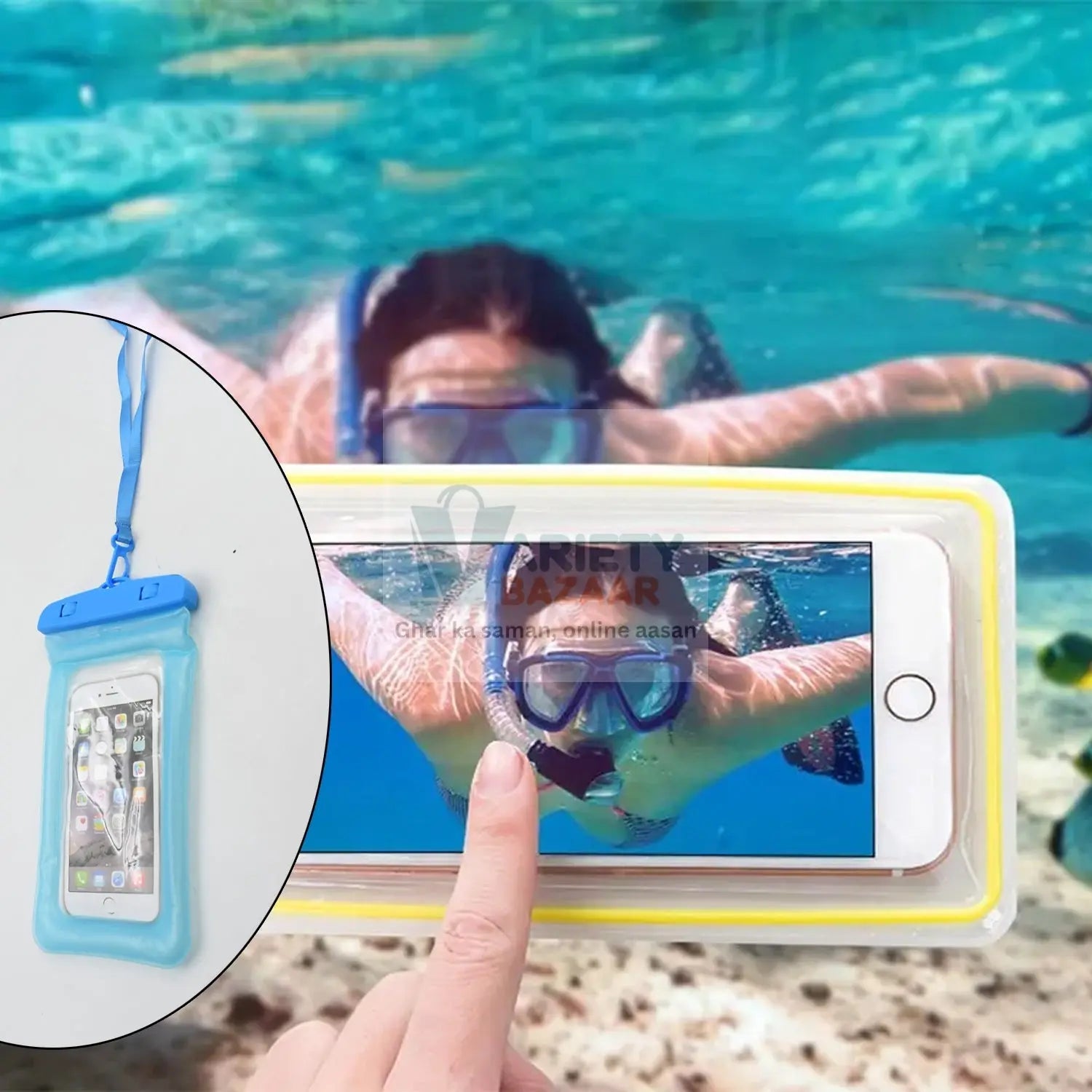 6386a Mix Color Waterproof Pouch Lock Mobile Cover Under Water Mobile Case Waterproof Mobile Phone Case, Waist Bag, Underwater Bag for Smartphone iPhone, Swimming, Rain Cover Camping For all Mobile. Travel Sahayak