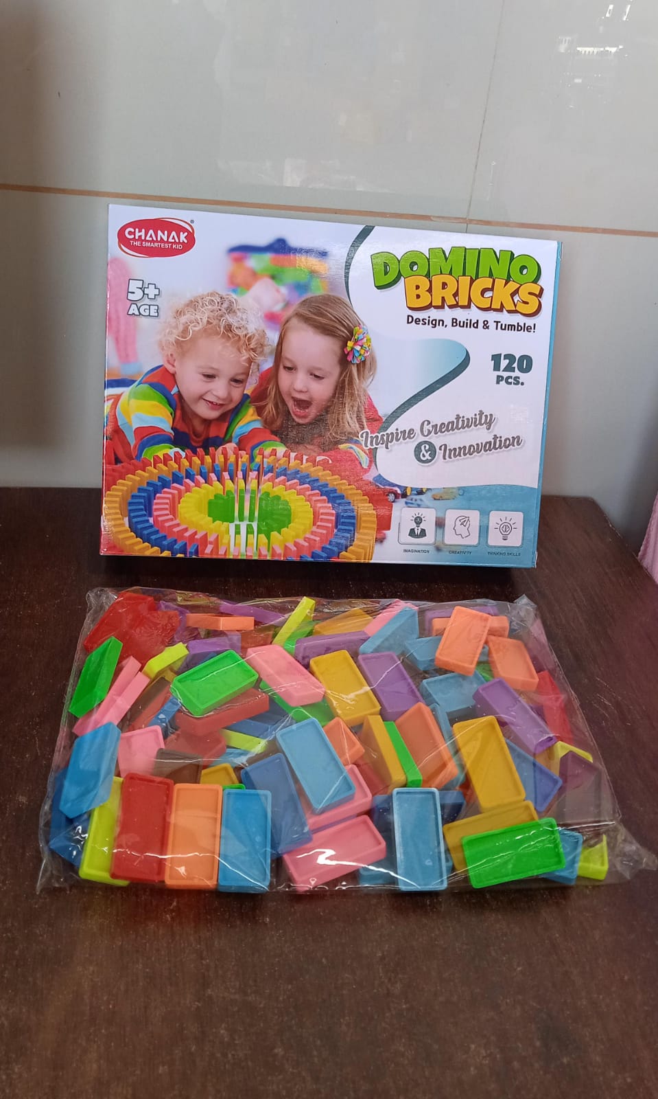 Kids 120 Domino Blocks Dominoes (120 Pcs Set) Variety Bazaar