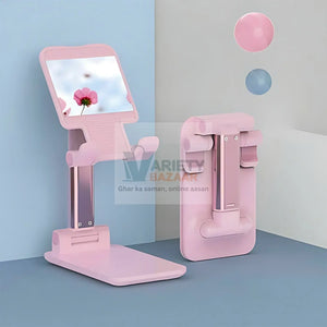 6636A DESKTOP CELL PHONE STAND PHONE HOLDER WITH MIRROR FULL 3-WAY ADJUSTABLE PHONE STAND FOR DESK HEIGHT + ANGLES PERFECT AS DESK ORGANIZERS AND ACCESSORIES Travel Sahayak