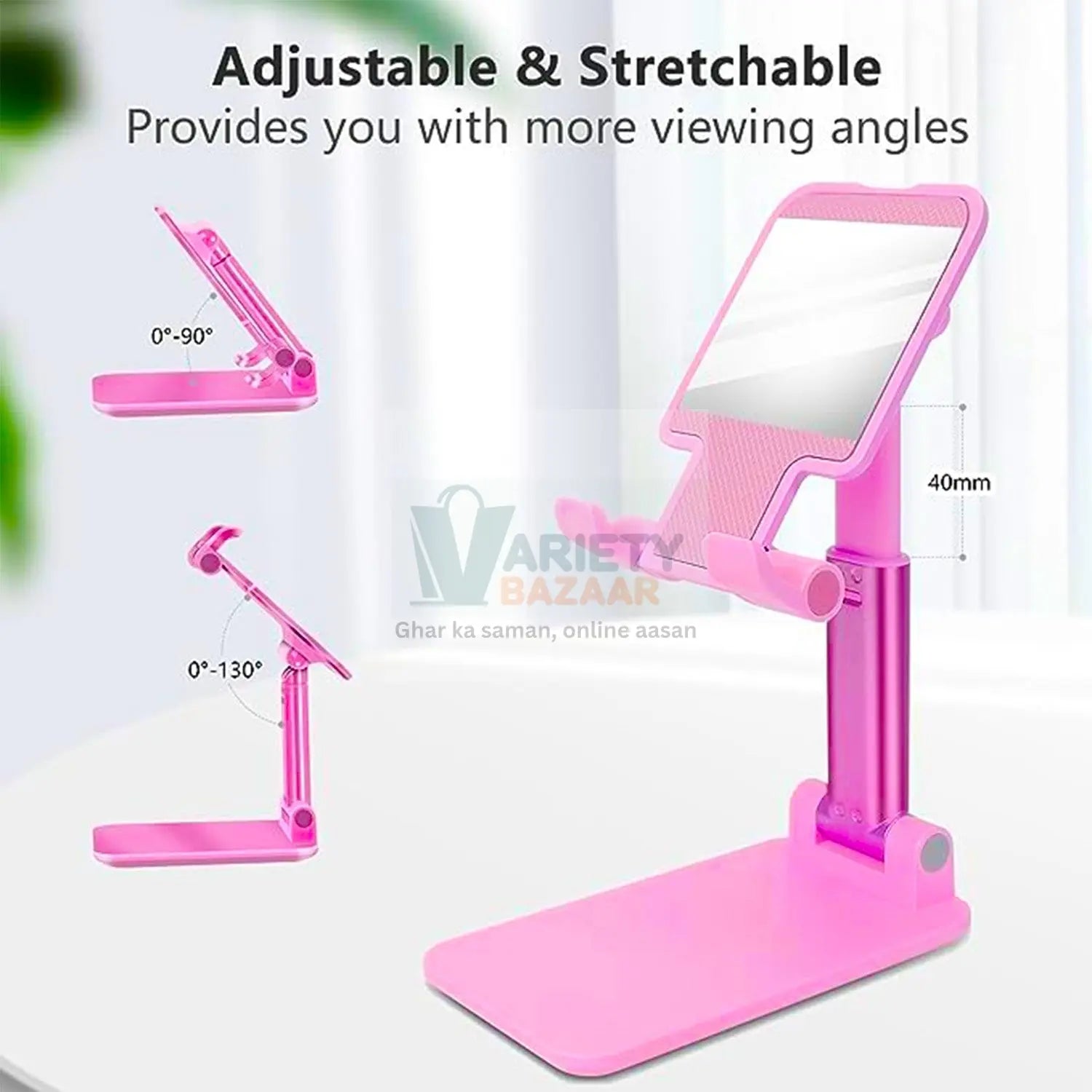 6636A DESKTOP CELL PHONE STAND PHONE HOLDER WITH MIRROR FULL 3-WAY ADJUSTABLE PHONE STAND FOR DESK HEIGHT + ANGLES PERFECT AS DESK ORGANIZERS AND ACCESSORIES Travel Sahayak