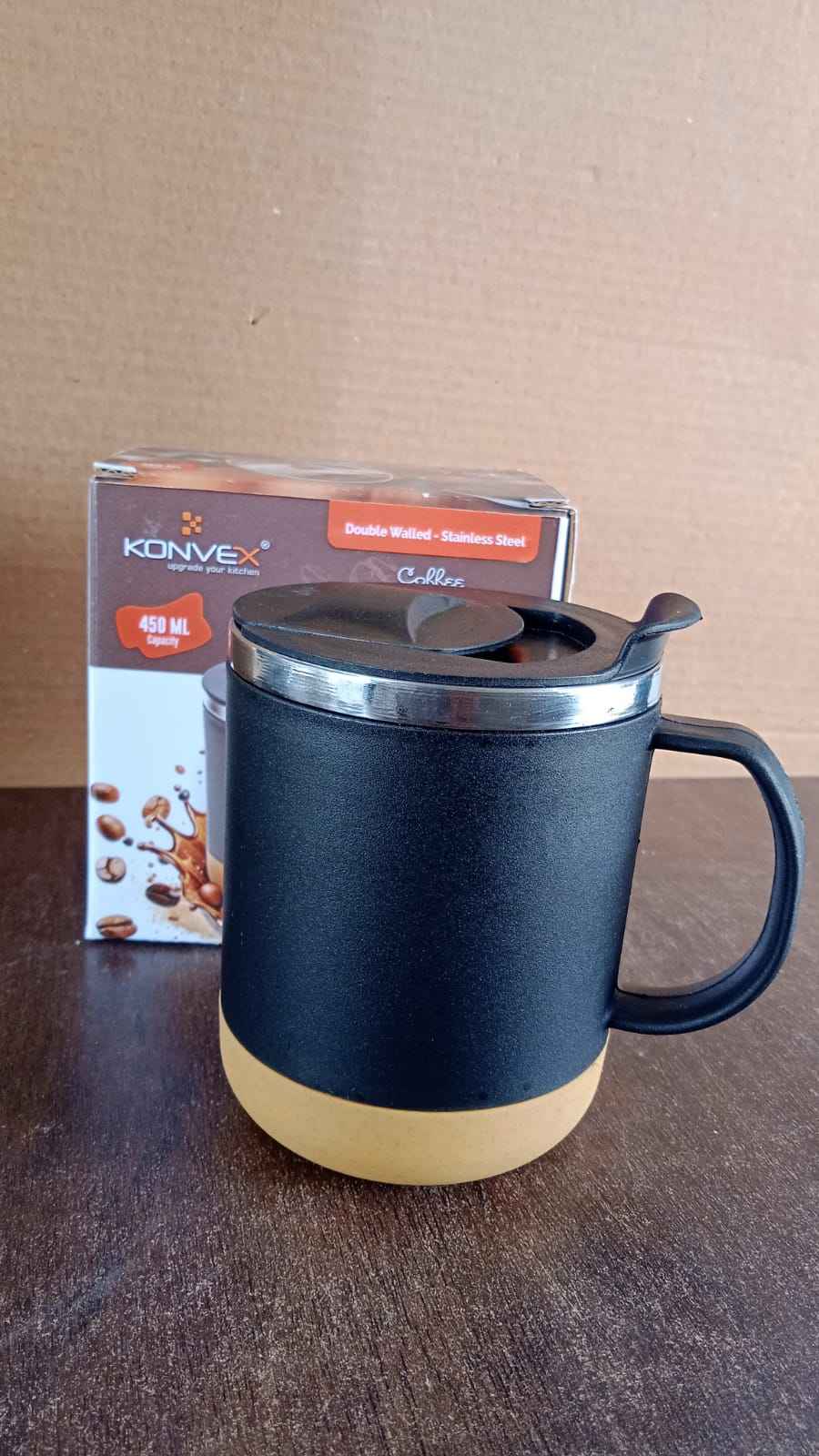 Insulated Coffee Mug with Spill-Proof Lid (Approx 450ML & 1 Pc)