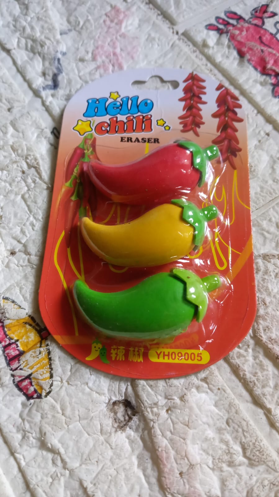 3D Fancy Colorful Chili Shape Erasers – Mini Novelty Eraser Set (3 Pc) Variety Bazaar